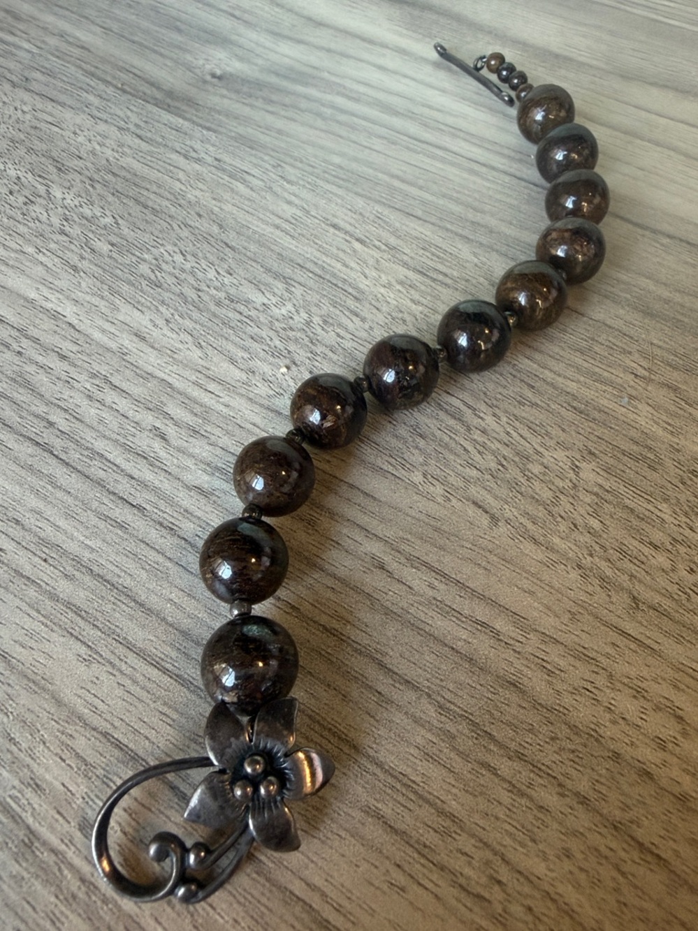 Brown Beaded Floral Bracelet - Women Jewelry